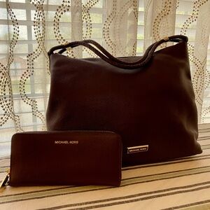 Michael Kors shoulder bag and matching wallet in a beautiful deep wine.